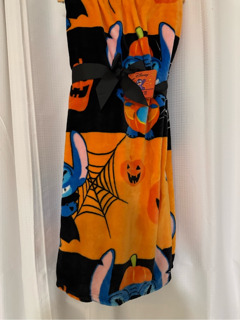 Disney Halloween Stitch Plush throw blanket 60”x70” Orange, Black new